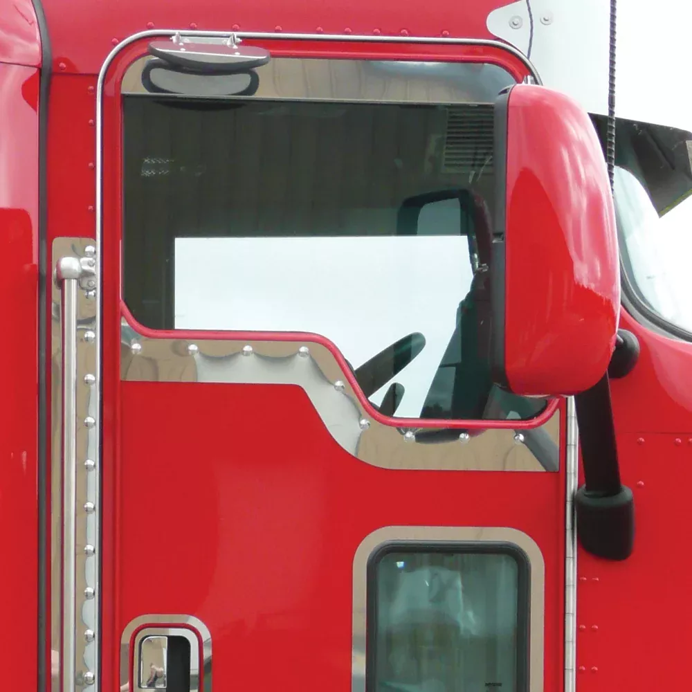 Kenworth w/Daylite Door stainless steel contoured under window trim – PAIR