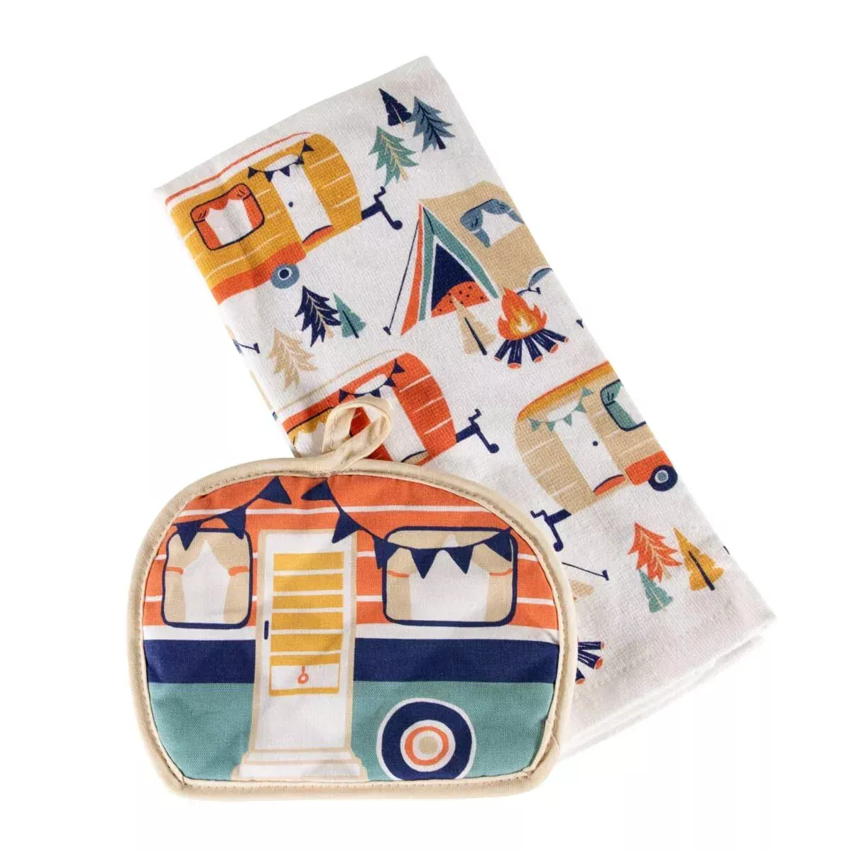 Kitchen Towel & Potholder Set - Camp Print, 2 Pieces