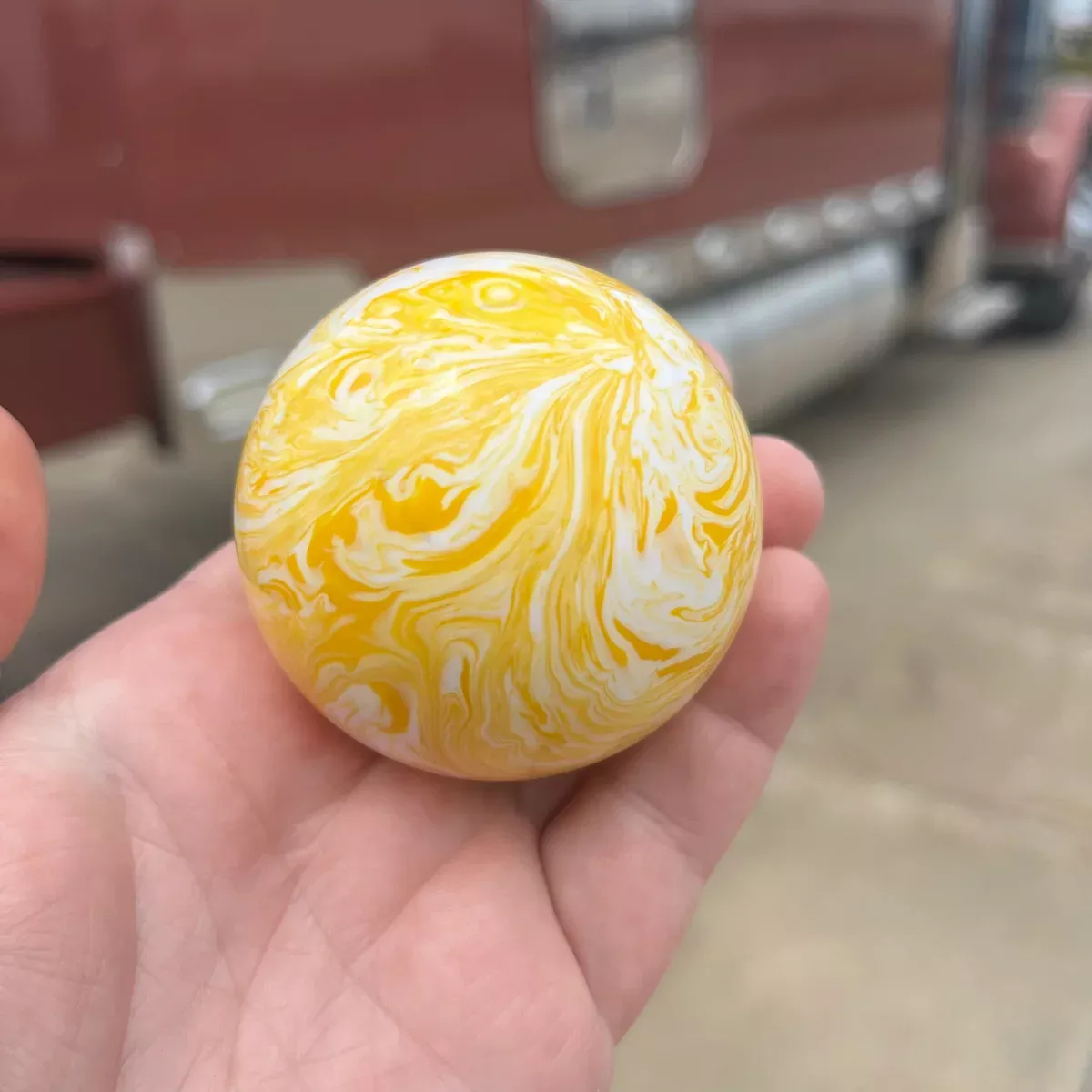 Marble 2.25” round gear shift knob with 1/2” x 13 thread
