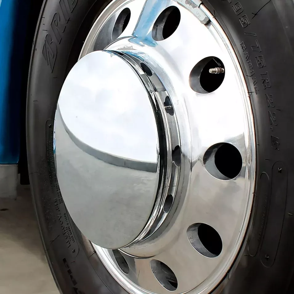 “Moon” chrome plastic hideaway front axle cover for 33mm lugnuts
