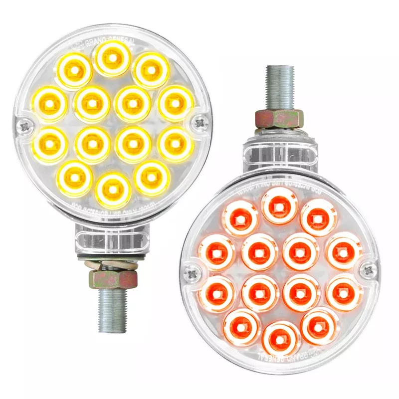 Pearl 3" Amber/Red 14 diode LED pedestal turn signal light - CLEAR lens