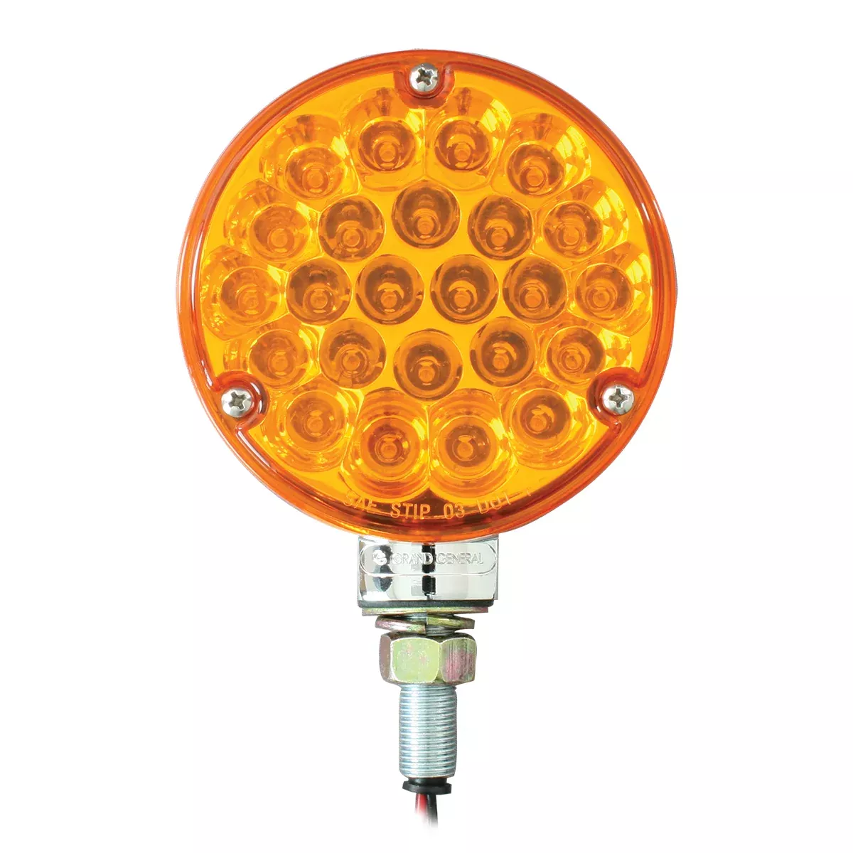 Pearl Amber 4″ round 24 diode single-face LED turn signal pedestal light