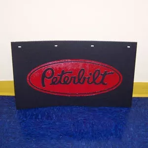 Peterbilt 24″ x 14″ black step box mudflap w/red stamped logo