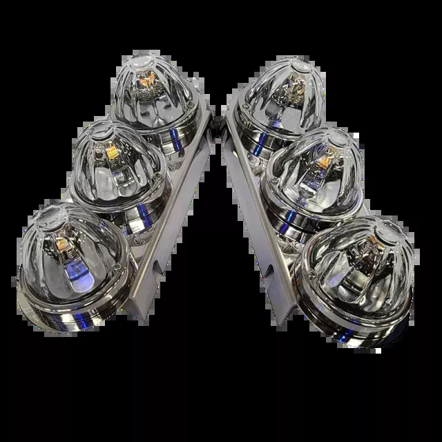 Peterbilt 379/389 stainless steel air cleaner bracket with 3 watermelon light holes - PAIR