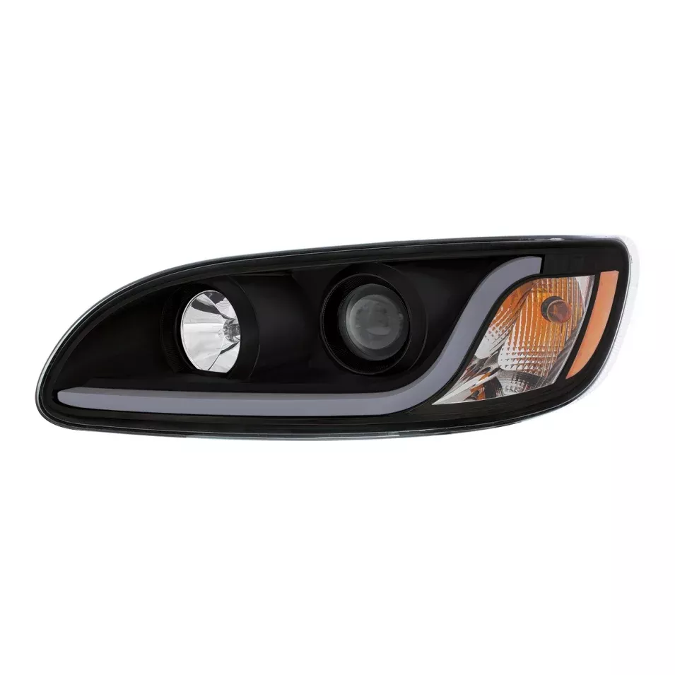 Peterbilt 386/387 black projection headlight w/LED “Glo” bar