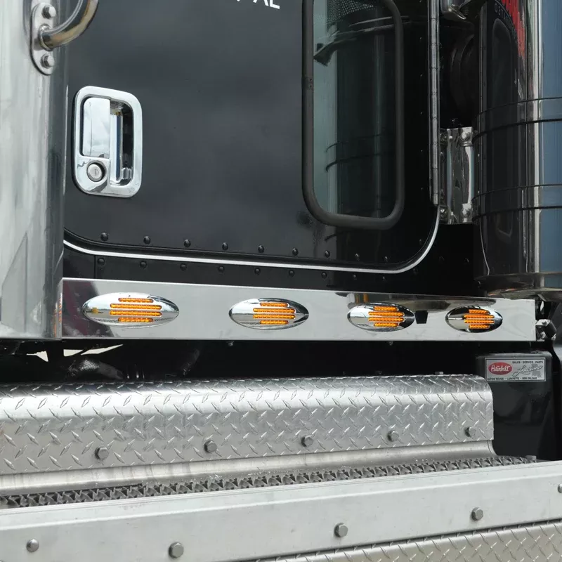 Peterbilt 389 stainless steel cab panel w/8 combo light holes ONLY
