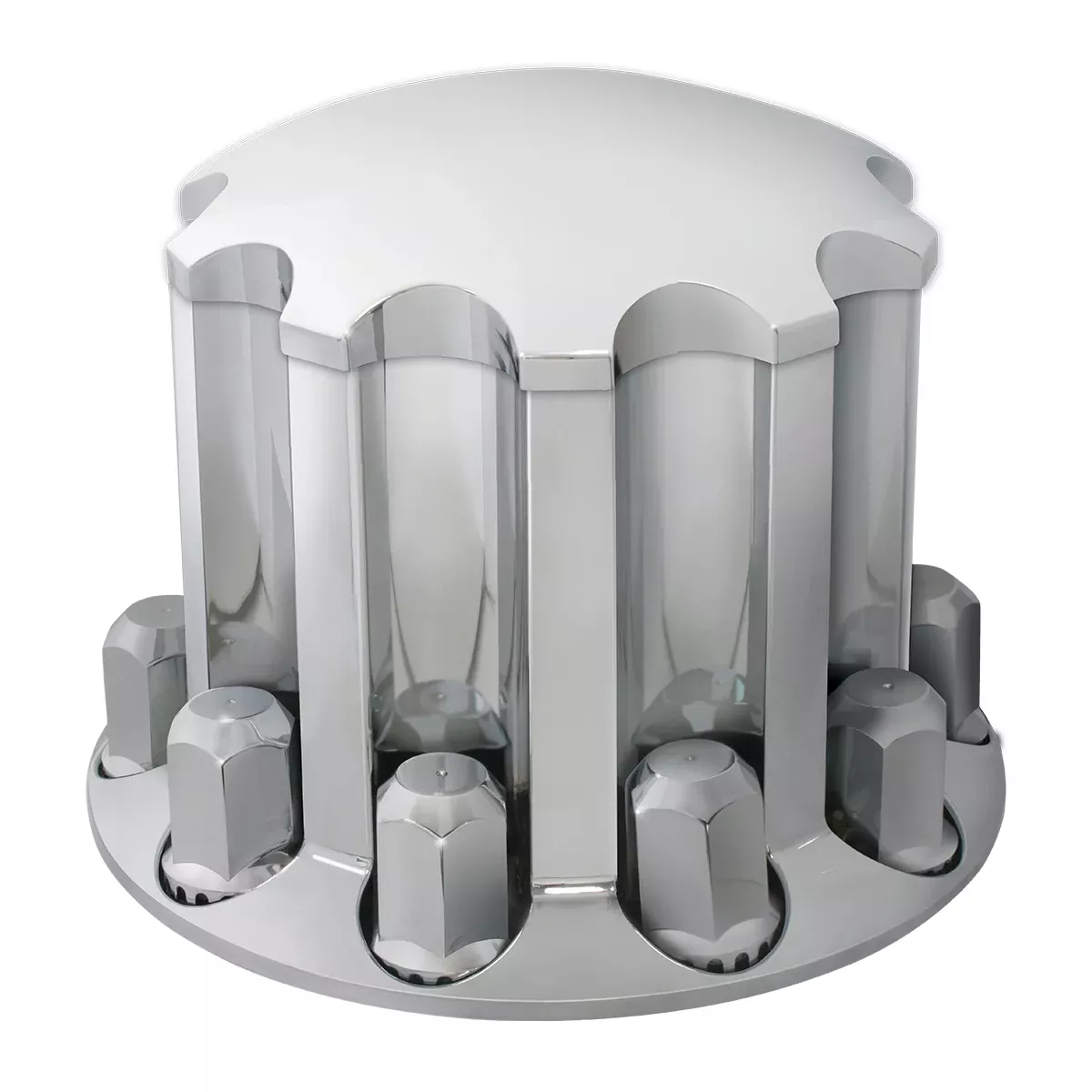 “Premier” contoured chrome plastic rear axle cover