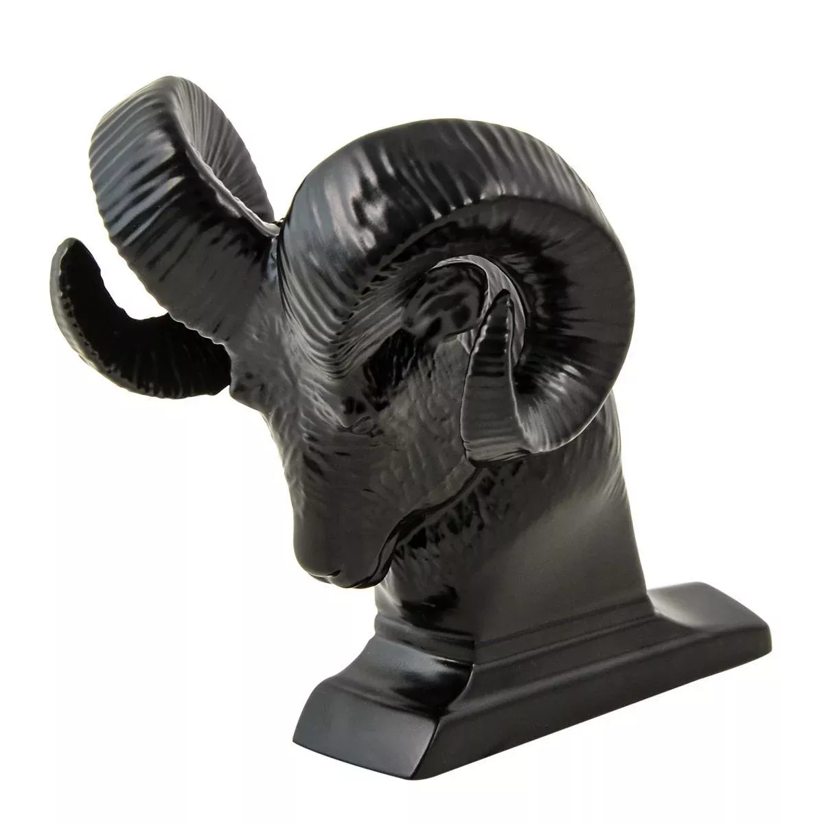 Ram’s Head matte black powder coated hood ornament