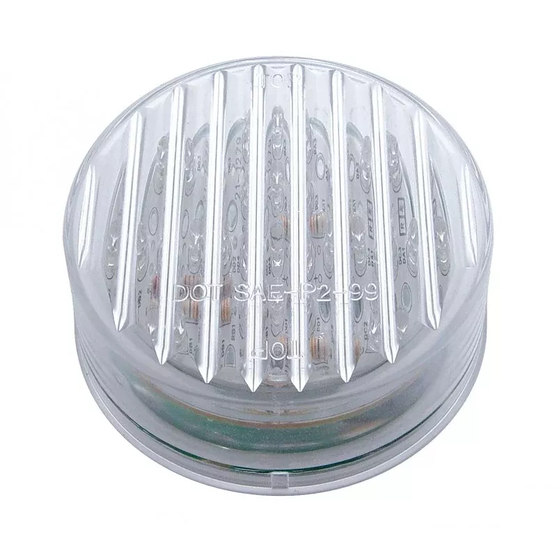 Red 2.5″ round 13 diode LED marker/clearance light – CLEAR lens