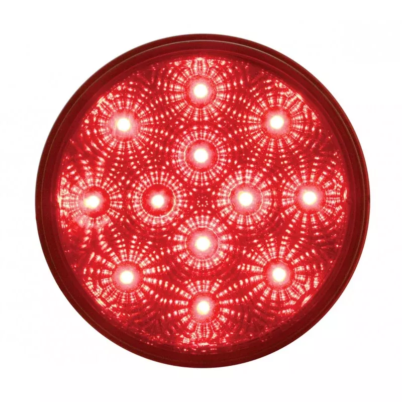 Red 4″ round 12 diode LED stop/turn/tail light with reflector