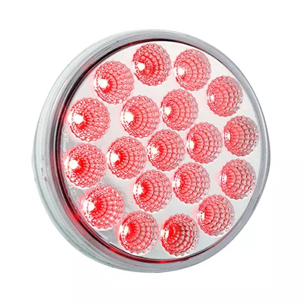 Red 4″ round 19 diode LED stop/turn/tail light – CLEAR lens