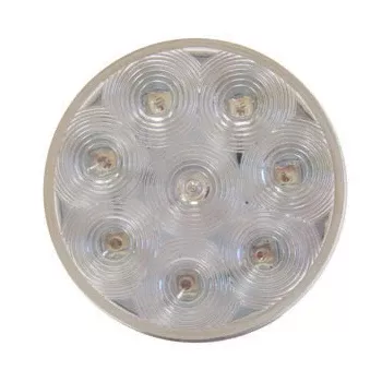 Red 4″ round 8 diode LED stop/turn/tail light – CLEAR lens