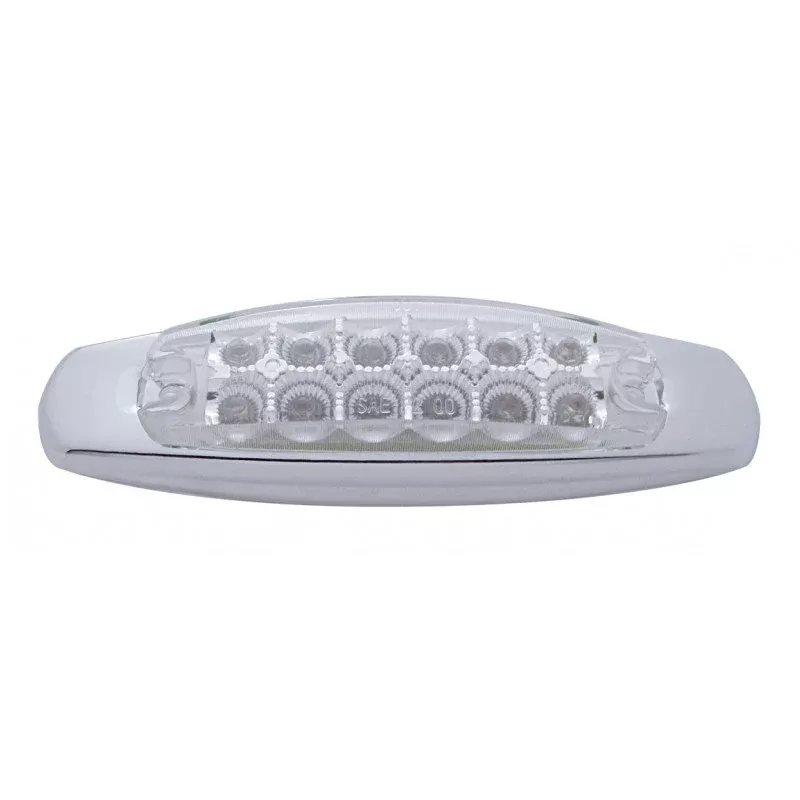 Red Peterbilt-style 12 diode LED marker light w/reflector – CLEAR lens