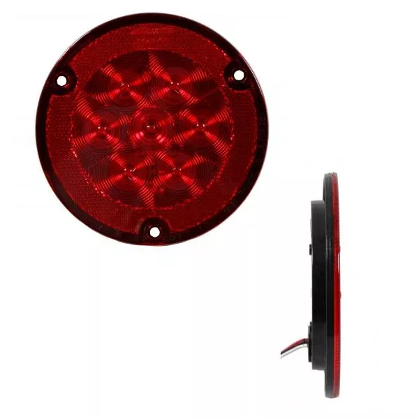 Red Ultra-Thin 4″ round 7 diode LED stop/turn/tail flange mount light