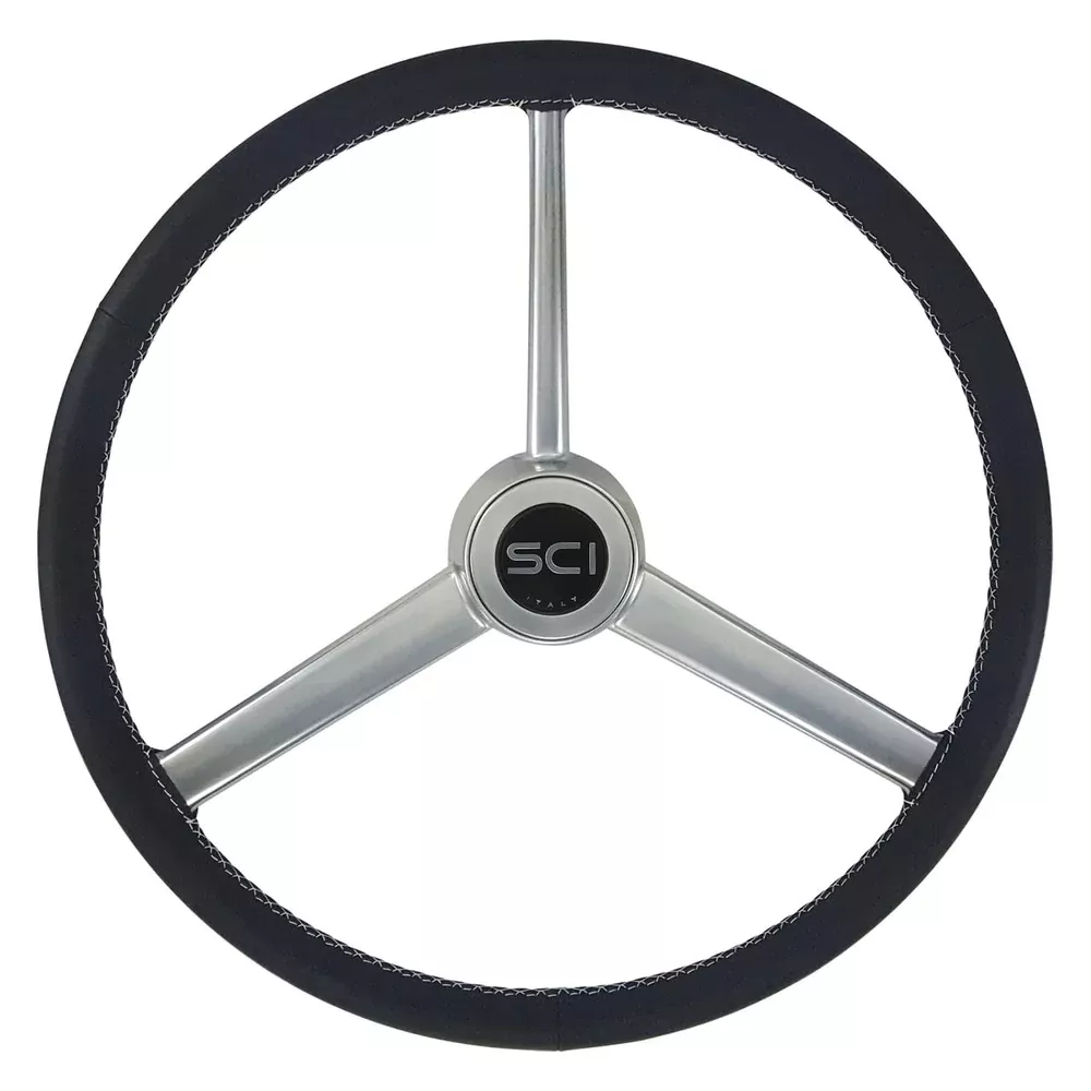 “Retro Black” 20″ polyurethane steering wheel w/3 spokes – 5 hole hub