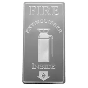 Rockwood stainless steel “Fire Extinguisher Inside” statement plate