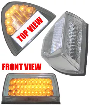 Spyder Amber LED turn signal for dual rectangular headlight – CLEAR lens