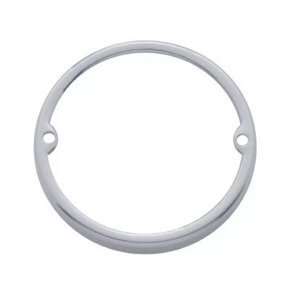 Stainless steel low-profile 3/8" tall bezel for watermelon-style cab lights