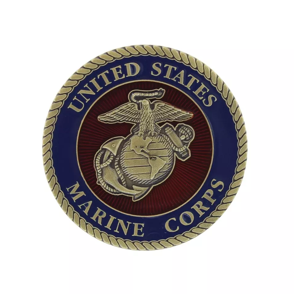 US Marine Corps 1.75″ diameter metal stick-on medallion – SINGLE, Offically Licensed