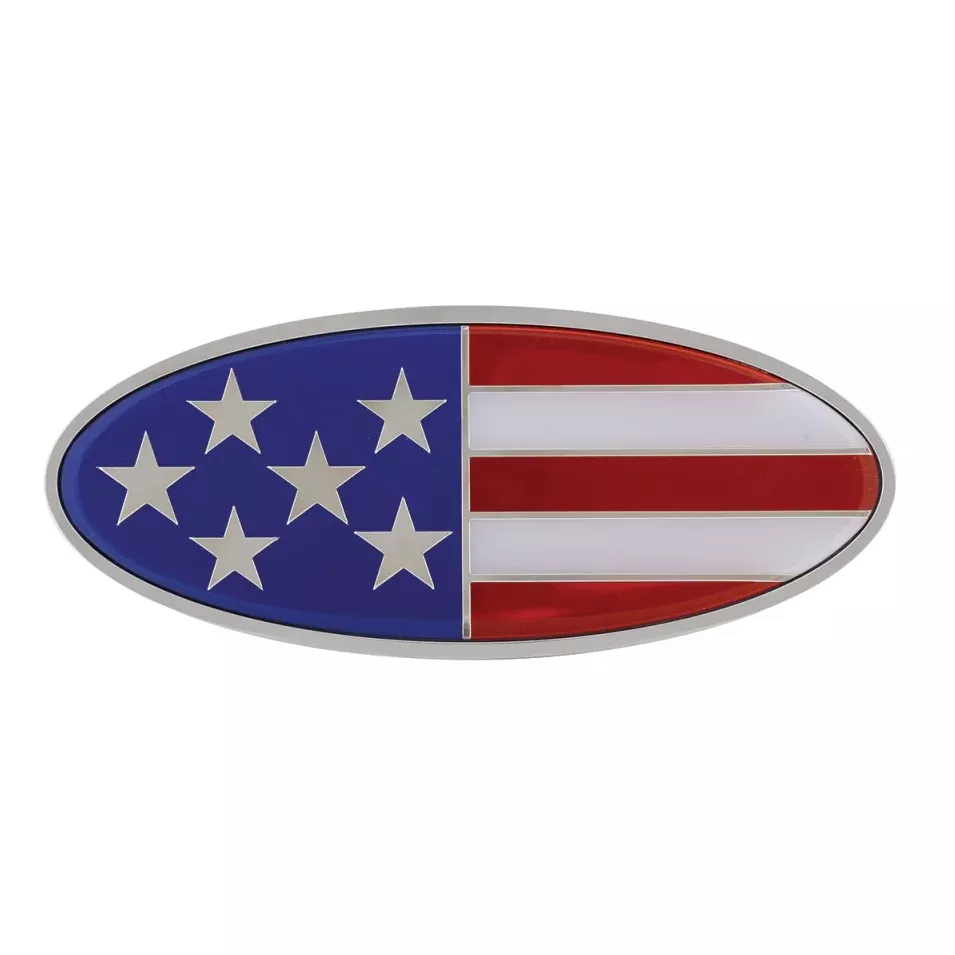 USA flag replacement Peterbilt-style emblem w/mounting studs – SINGLE