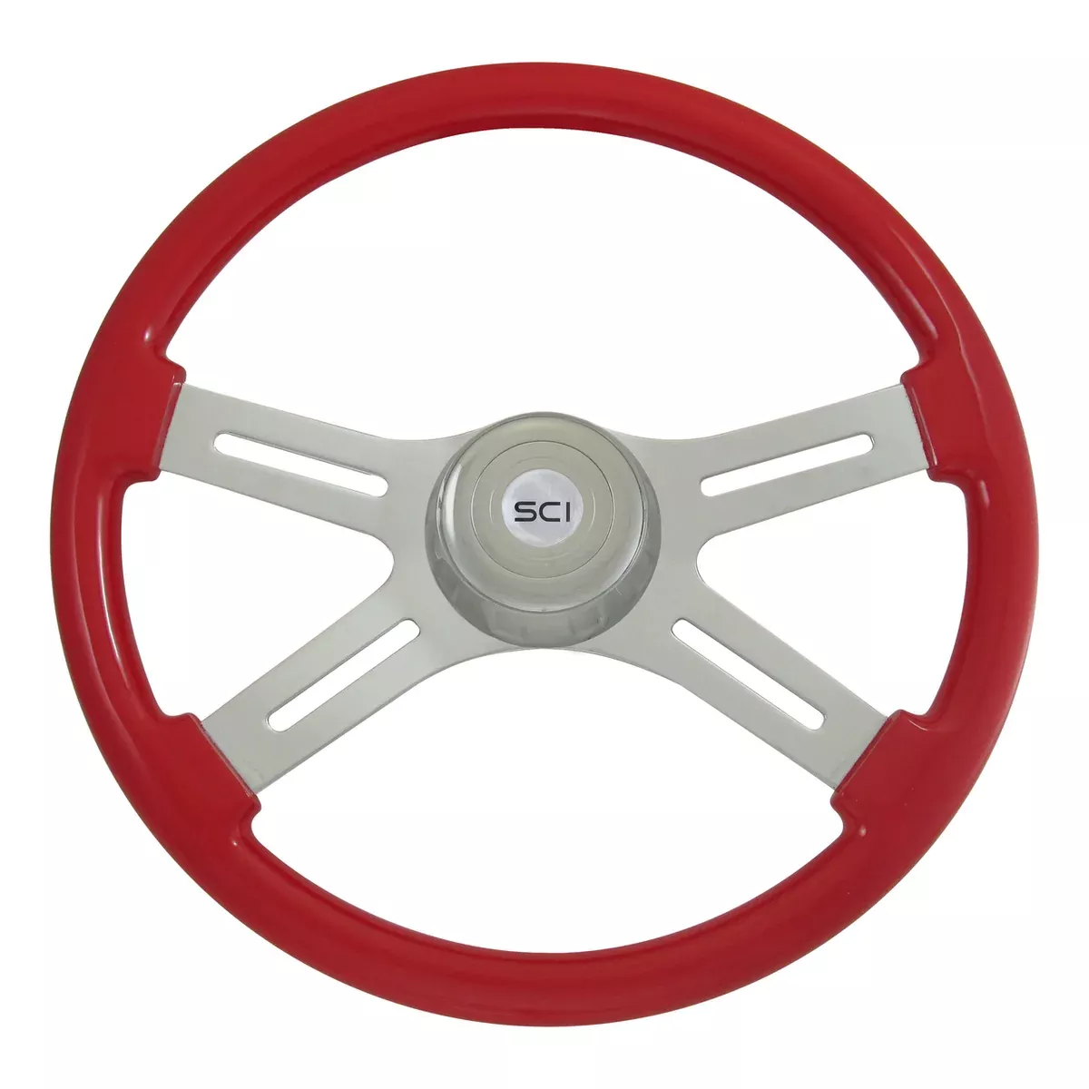“Viper Red” finish 18″ wood steering wheel – 3 hole style