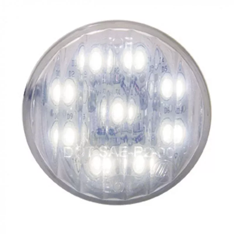 White 2″ round 9 diode LED marker/clearance light